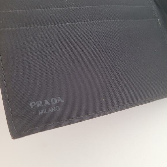 Prada Logo Men's Nylon Card Bill Wallet Bifold Black Designer Medium Vintage - Picture 4 of 10